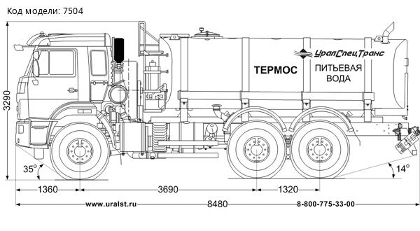 Автоцистерна для питьевой воды АЦПТ-10Н УСТ 5453 Камаз 43118-50 сп.м. насос, обогрев