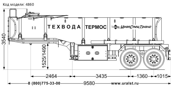 Полуприцеп цистерна для технической воды ППЦТВ 20Т-21 ПТ УСТ 9465 рамная, термос