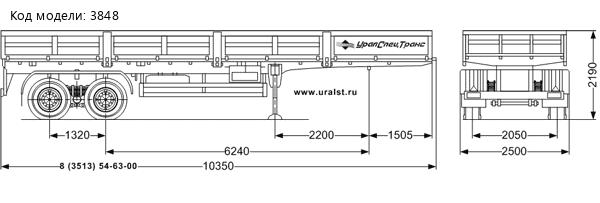 Габаритный чертеж полуприцеп бортовой