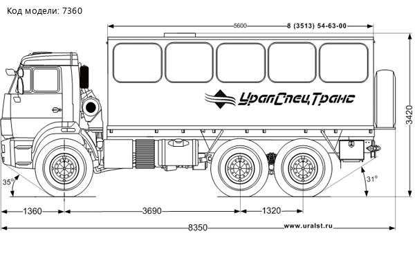 Автобус вахтовый 22 базовый УСТ 54535 Камаз 43118 (СБКТС)