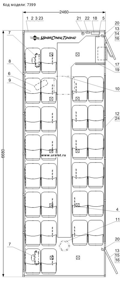 Планировка вахтового автобуса Камаз 43118-50