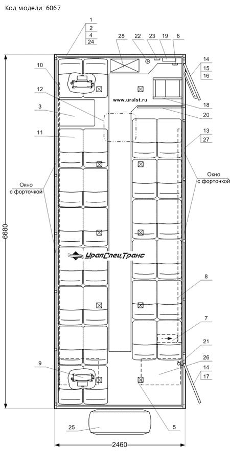 Планировка вахтового автобуса Камаз 5350-42