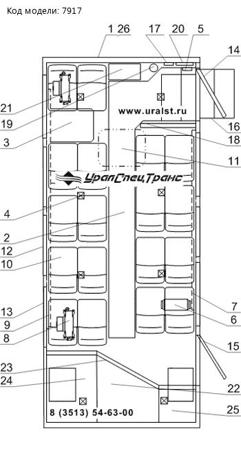 Планировка вахтового автобуса Камаз 43118-46