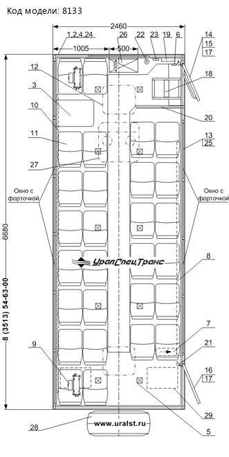 Планировка вахтового автобуса Камаз 43118-50