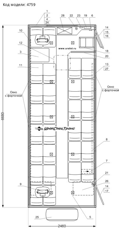 Планировка вахтового автобуса Камаз 43114-15