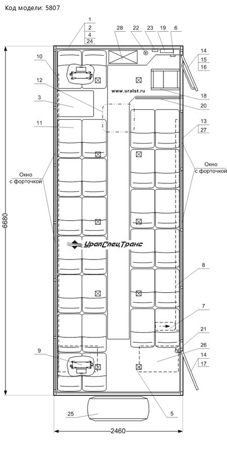 Планировка вахтового автобуса Камаз 43118-46