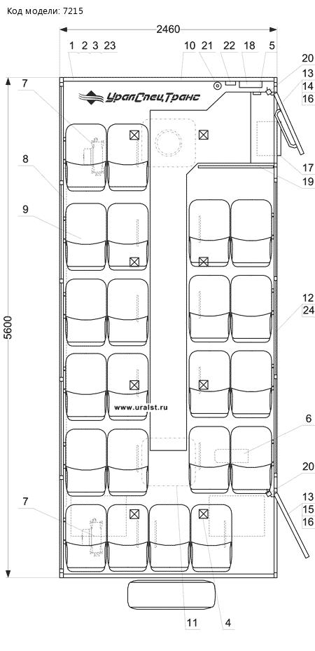 Планировка вахтового автобуса Камаз 5350-42