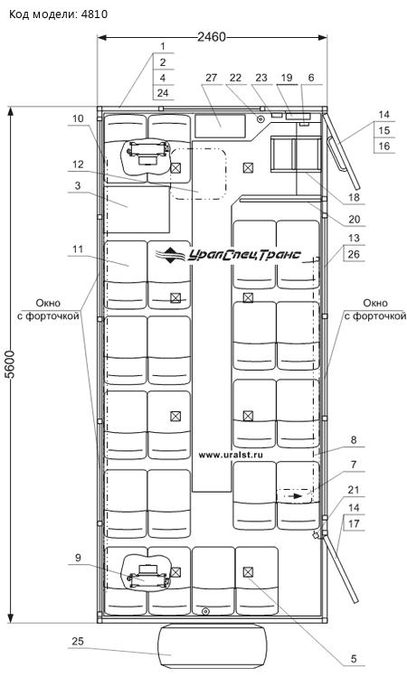 Планировка вахтового автобуса Камаз 5350-42