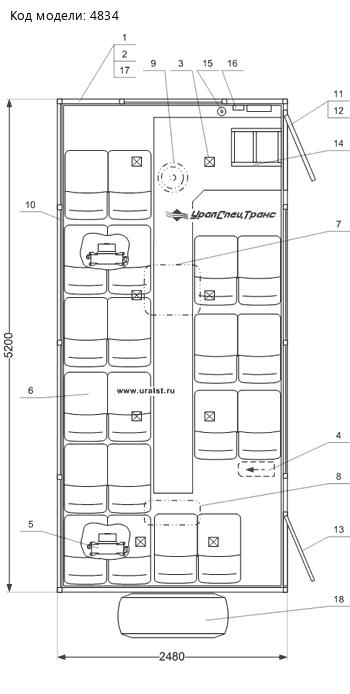 Планировка вахтового автобуса Урал 4320