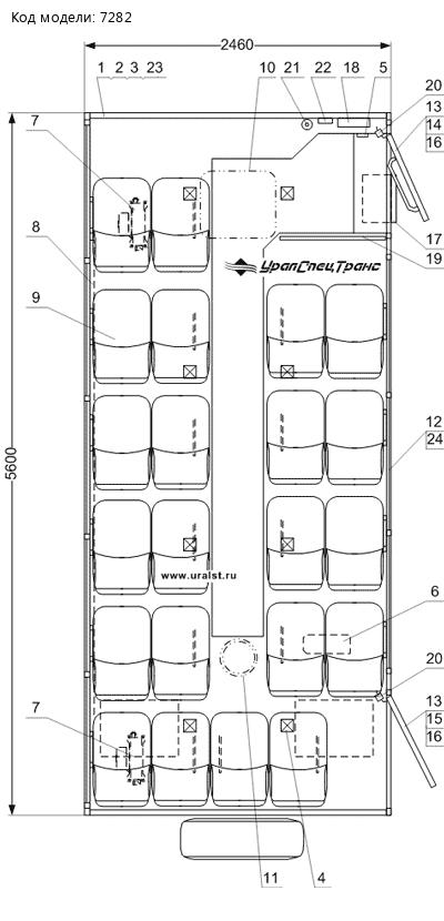 Планировка вахтового автобуса Урал 4320-73М