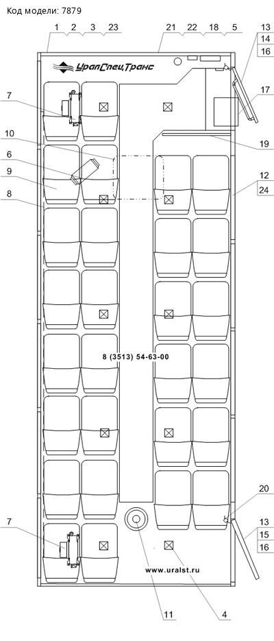 Планировка вахтового автобуса Урал 4320-82М