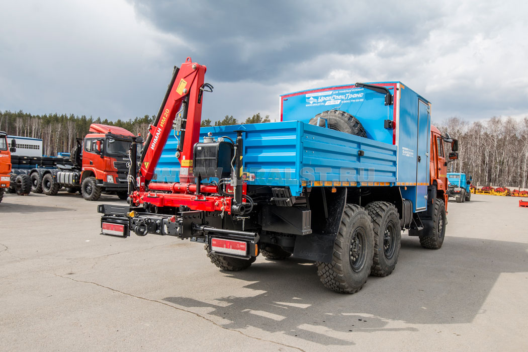 Грузопассажирский автомобиль ГПА 6+2 откр. с КМУ ИМ-20 УСТ 5453 Камаз 43118 сп.м 