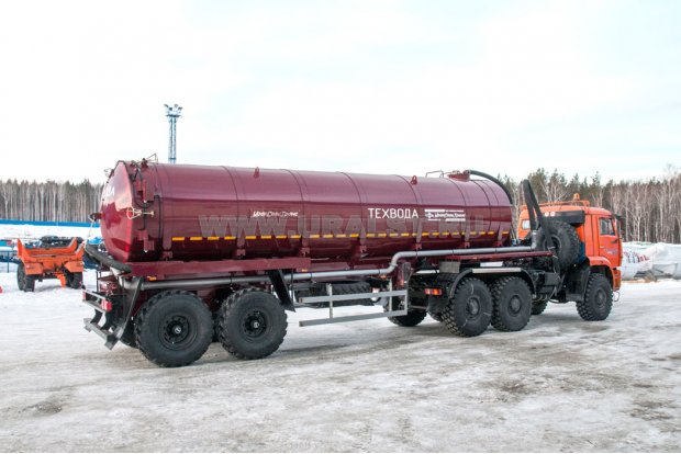 Полуприцеп цистерна вакуумная с системой обогрева сливного крана от выхлопной системы тягача