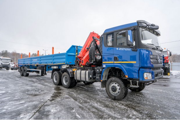Седельный тягач УСТ 5453 с КМУ ИМ-180 SHACMAN SX32586V385 (6х6) + Полуприцеп бортовой ППБ 20Б-21-12К 
