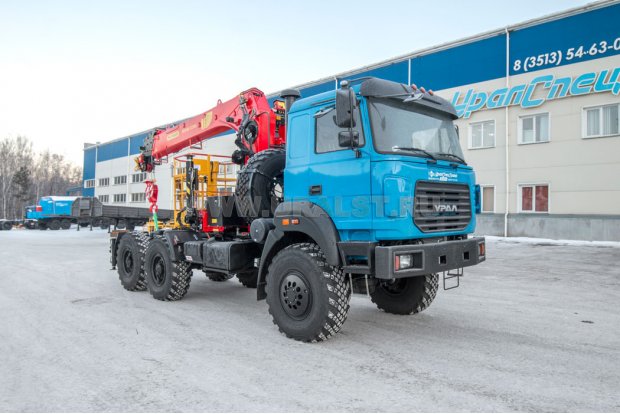 Седельный тягач с КМУ ИТ-200 (тросовый, люлька) УСТ5453PN Урал 5557-80Е5