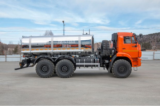 Автоцистерна для питьевой воды АЦПТ-10 УСТ 5453 Камаз 43118 насос, нерж/нерж