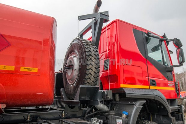 Вертикальный держатель запасного колеса, вертикальная система отвода отработавших газов