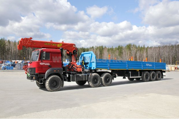 Седельный тягач Урал 44202-82М с КМУ ИТ-180 + Полуприцеп бортовой ППБ 35-31-12К