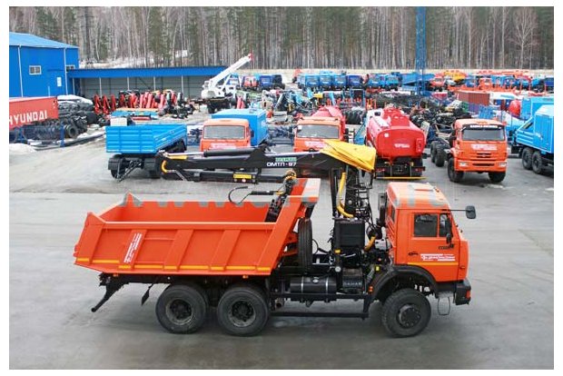 Автомобиль Камаз самосвал с манипулятором ОМТЛ-97