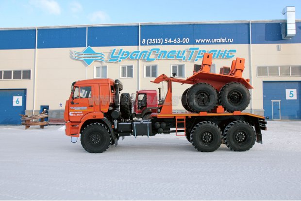 Трубоплетевозный тягач УСТ-5453 на шасси Камаз 43118-RF + Прицеп роспуск ПРТ 10-23 УСТ-94651