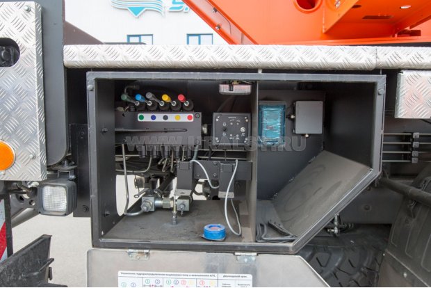 Управление гидрораспредлителем выдвижения опор и вывешивани АГП