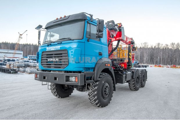 Седельный тягач с КМУ ИТ-200 (тросовый, люлька) УСТ5453PN Урал 5557-80Е5