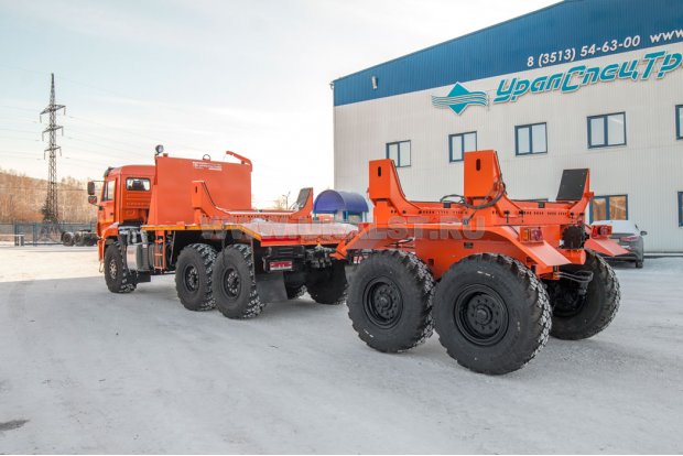 Прицеп-роспуск трубоплетевозный в составе автопоезда с ТПВ Камаз 43118-50