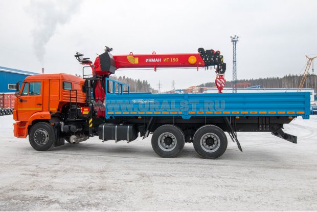 Бортовой автомобиль с КМУ ИТ-150 (тросовый) УСТ 5453 Камаз 65115 сп.м.