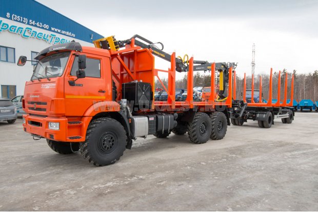 Сортиментовозо с манипулятором VM10L74 Камаз 43118-50 + Прицеп - сортиментовоз ПСВ 10-21Д-6 УСТ 9465