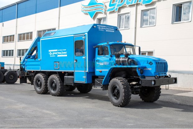 Мобильная ремонтная мастерская (МРМ) УСТ-5453 на шасси Урал 4320-70М с КМУ ИМ-95