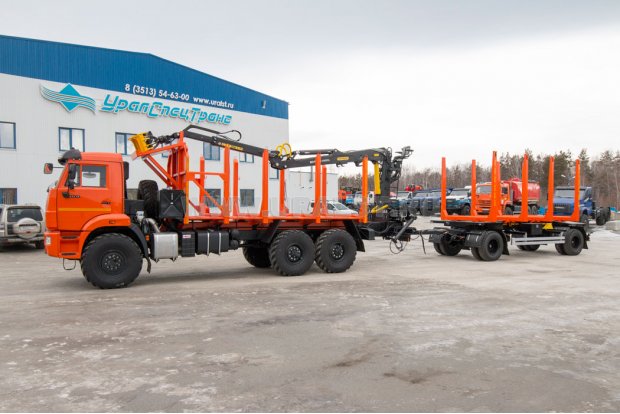 Сортиментовозо с манипулятором VM10L74 Камаз 43118-50 + Прицеп - сортиментовоз ПСВ 10-21Д-6 УСТ 9465