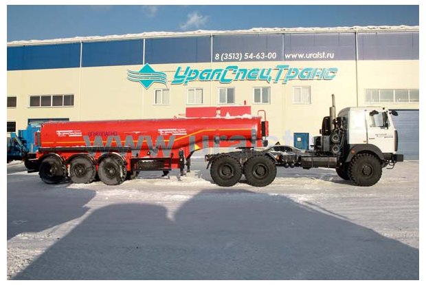 Седельный тягач МАЗ 642508-350-050P с полуприцепом цистерной для ГСМ ППЦ-26