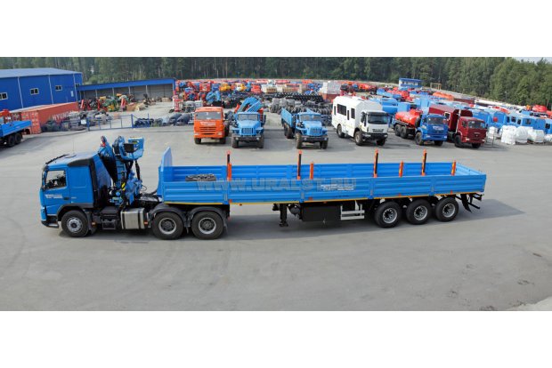 Седельный тягач Volvo с КМУ ИМ-180-05 + Полуприцеп бортовой ППБ УСТ-94651