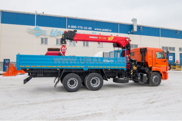 Бортовой автомобиль с КМУ ИТ-150 (тросовый) УСТ 5453 Камаз 65115 сп.м.