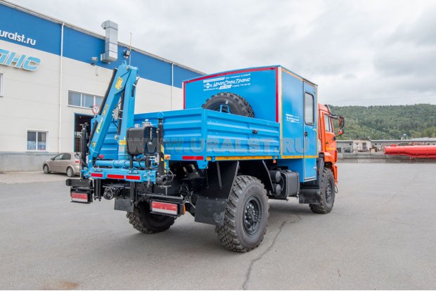 Автофургон ГПА 6+2 откр. с КМУ ИМ-20 УСТ 5453 Камаз 43502-66(D5)