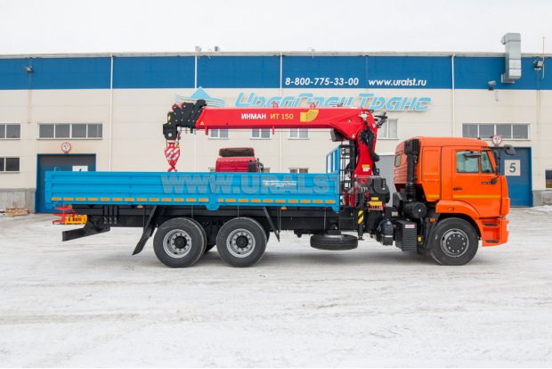 Бортовой автомобиль с КМУ ИТ-150 (тросовый) УСТ 5453 Камаз 65115 сп.м.