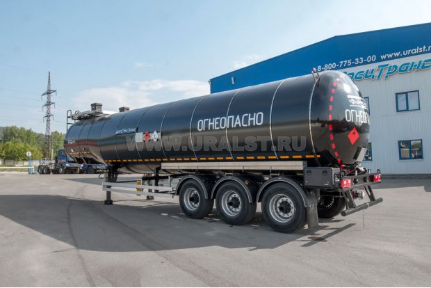 Полуприцеп-цистерна ППЦН 38КТ-32 SAF УСТ 9465 термос, нар. нерж, внутр. 5 мм, черн, высота ССУ 1450 мм