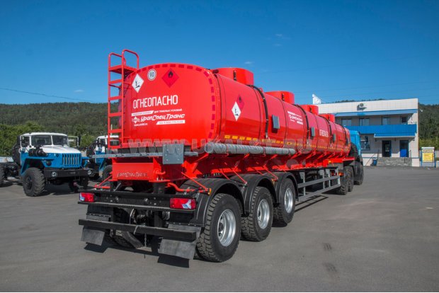 Полуприцеп цистерна ППЦ 45П-35ДЛ-4 УСТ 94651 5 мм, прямая рама, комбинированная трехосная подвеска