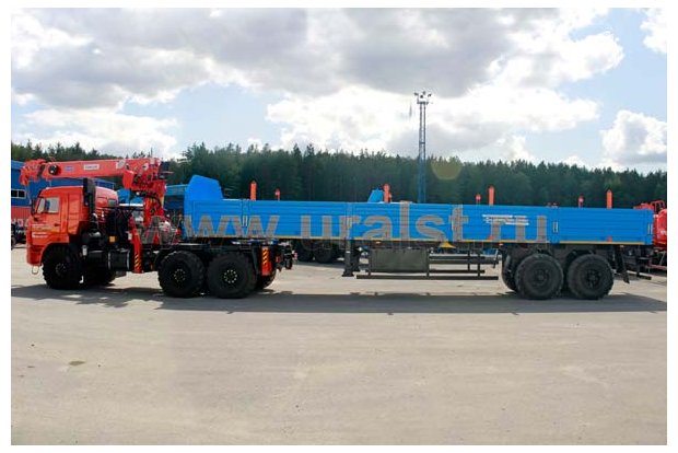 Седельный тягач Камаз с КМУ Kanglim KS1256G-II и бортовый полуприцепом