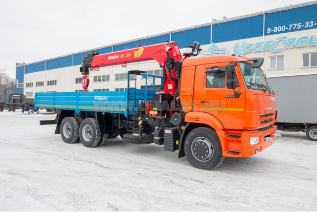 Бортовой автомобиль с КМУ ИТ-150 (тросовый) УСТ 5453 Камаз 65115 сп.м.