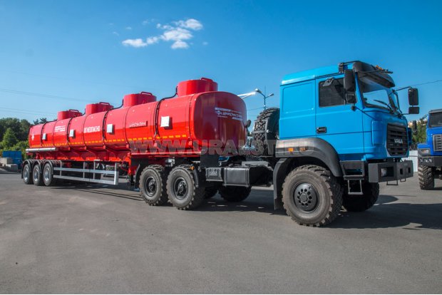 Полуприцеп цистерна ППЦ 45П-35ДЛ-4 УСТ 94651 5 мм, прямая рама, комбинированная трехосная подвеска