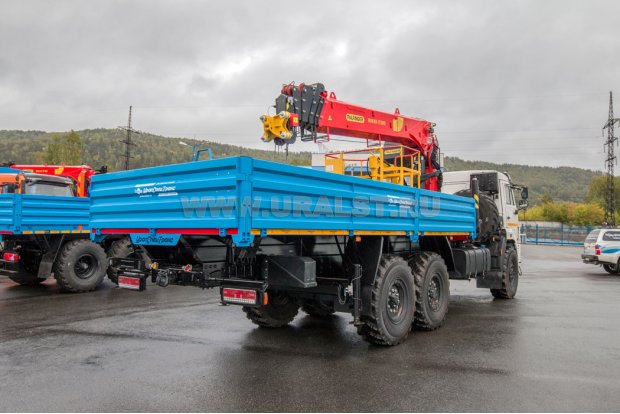 Бортовой автомобиль с КМУ ИТ-200 (тросовый, люлька) УСТ 54531J Камаз 43118-50