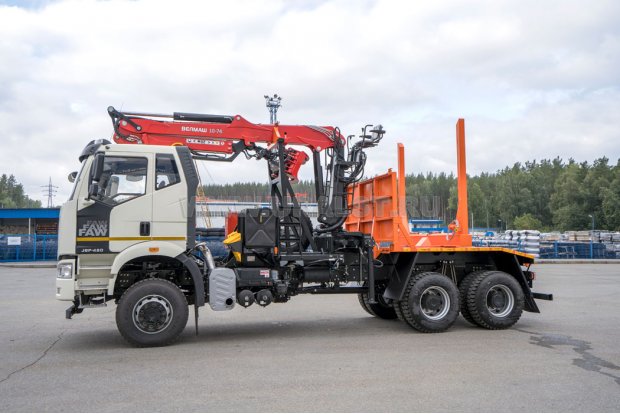 Лесовоз с КМУ ВМ10-74 (VM10L74) FAW CA3250 6х6 КБ 4800