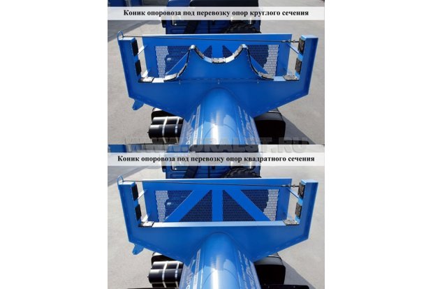 Варианты установки коника опоровоза под перевозку опор различного сечения