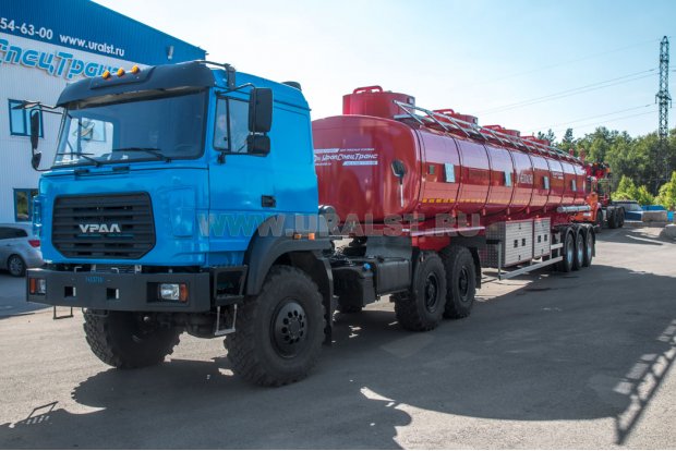 Полуприцеп цистерна ППЦ 45П-35ДЛ-4 УСТ 94651 5 мм, прямая рама, комбинированная трехосная подвеска