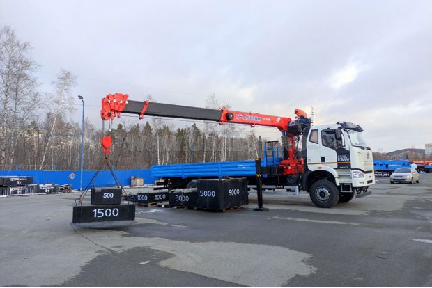 Автомобиль бортовой с КМУ KANGLIM KS-2056 FAW 3250 (6х4) - испытания