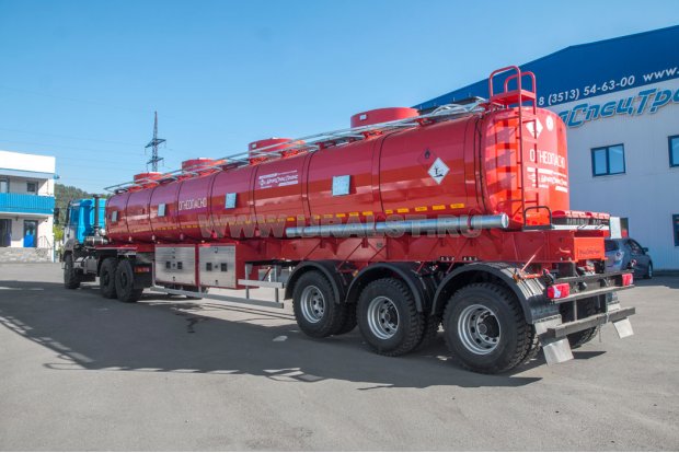 Полуприцеп цистерна ППЦ 45П-35ДЛ-4 УСТ 94651 5 мм, прямая рама, комбинированная трехосная подвеска