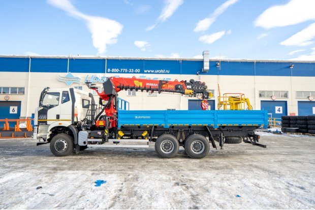 Бортовой автомобиль, УСТ 5453, с КМУ ИТ-200 (тросовый, люлька, бур)УСТ 5453 FAW 3250 (6Х6), КБ 4800 