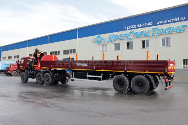 Седельный тягач Камаз 65221-43 с КМУ Palfinger PK-30002-K + Полуприцеп бортовой ППБ 20-23-12К УСТ-94651