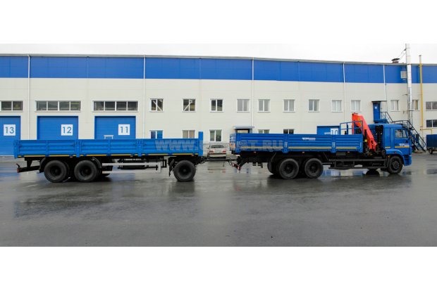 Автомобиль бортовой Камаз 65117-78 с КМУ Palfinger PK-23500А и Бортовой прицеп 83053